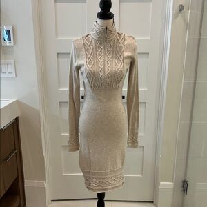 ATHLETA Organic Cotton and Wool Cream Knit Dress